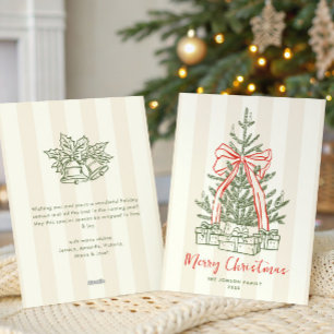 Tarjeta Festiva Navidades retro de burla de mano que dibujó grieta