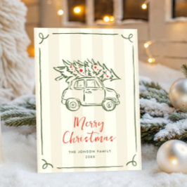 Tarjeta Festiva Navidades retro de burla de mano que dibujó grieta