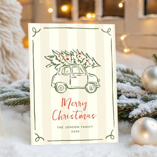 Tarjeta Festiva Navidades retro de burla de mano que dibujó grieta (Subido por el creador)