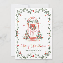 Tarjeta Festiva Navidades retro de burla de mano que dibujó grieta