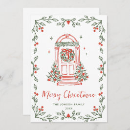 Tarjeta Festiva Navidades retro de burla de mano que dibujó grieta