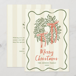 Tarjeta Festiva Navidades retro de burla de mano que dibujó grieta
