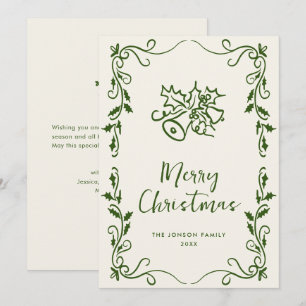 Tarjeta Festiva Navidades retro de burla de mano que dibujó grieta