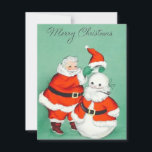 Tarjeta Festiva Navidades retro de cosecha con Santa<br><div class="desc">Navidades Retro Vintage Snowman Con Tarjeta De Vacaciones De Escena De Invierno De Santa Claus.</div>