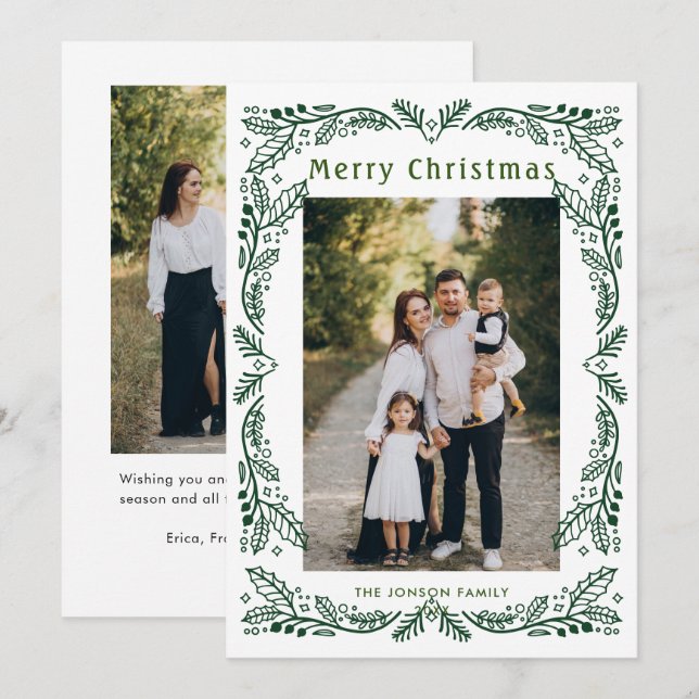 Tarjeta Festiva Navidades retro de escrúpulos dibujados a mano div (Anverso / Reverso)