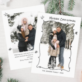 Tarjeta Festiva Navidades retro de escrúpulos dibujados a mano div