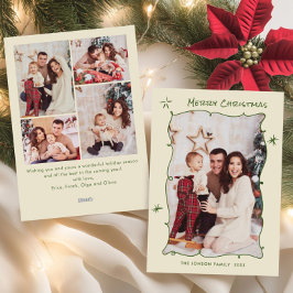 Tarjeta Festiva Navidades retro de escrúpulos dibujados a mano hue