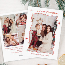 Tarjeta Festiva Navidades retro de escrúpulos dibujados a mano hue