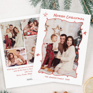 Tarjeta Festiva Navidades retro de escrúpulos dibujados a mano hue