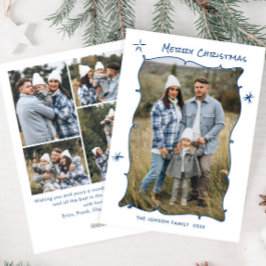 Tarjeta Festiva Navidades retro de escrúpulos dibujados a mano hue