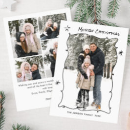 Tarjeta Festiva Navidades retro de escrúpulos dibujados a mano hue