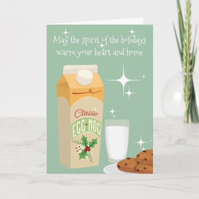 Tarjeta Festiva Navidades retro de espíritu navideño de mediados d (Anverso)