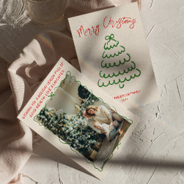 Tarjeta Festiva Navidades retro de fotografía de árbol de arco con