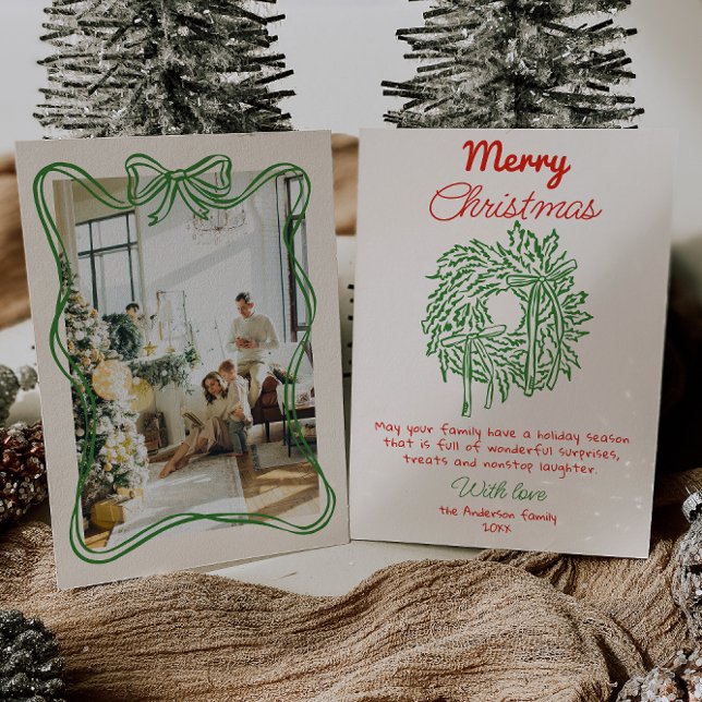 Tarjeta Festiva Navidades retro de fotografía de guirnaldas con ma (Subido por el creador)