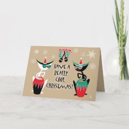 Tarjeta Festiva Navidades Retro de Gatos Hep - Personalizados