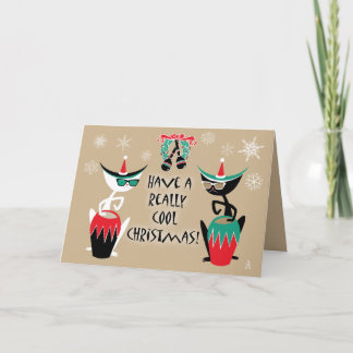 Tarjeta Festiva Navidades Retro de Gatos Hep - Personalizados
