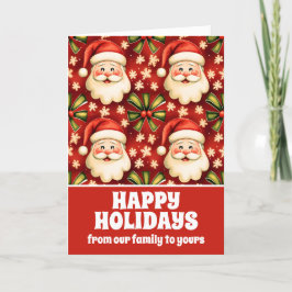 Tarjeta Festiva Navidades retro de la época Santa Claus y arcos