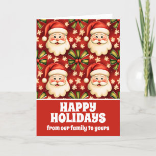 Tarjeta Festiva Navidades retro de la época Santa Claus y arcos