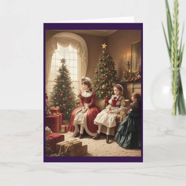 Tarjeta Festiva Navidades retro de la época victoriana (Anverso)