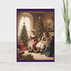 Tarjeta Festiva Navidades retro de la época victoriana