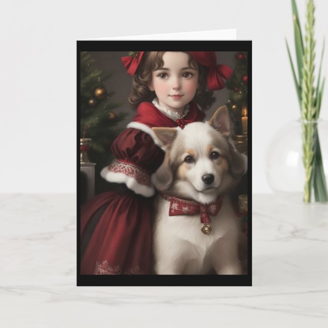 Tarjeta Festiva Navidades retro de la época victoriana (Anverso)