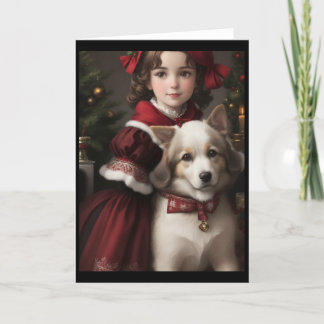 Tarjeta Festiva Navidades retro de la época victoriana