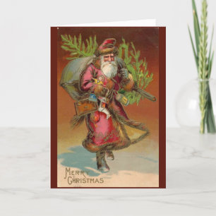 Tarjeta Festiva Navidades retro de la época victoriana