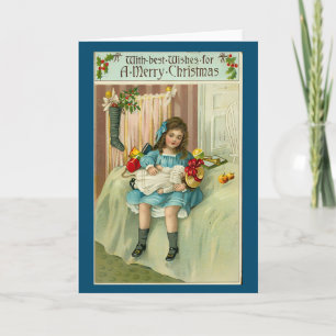 Tarjeta Festiva Navidades retro de la época victoriana