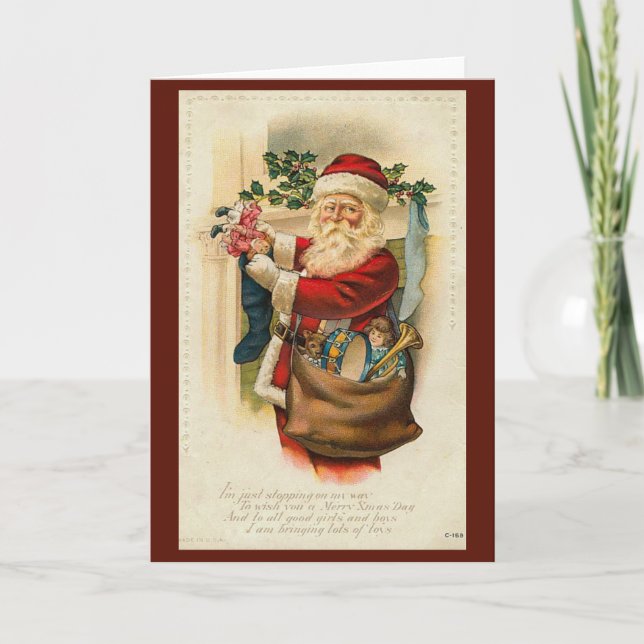 Tarjeta Festiva Navidades retro de la época victoriana (Anverso)
