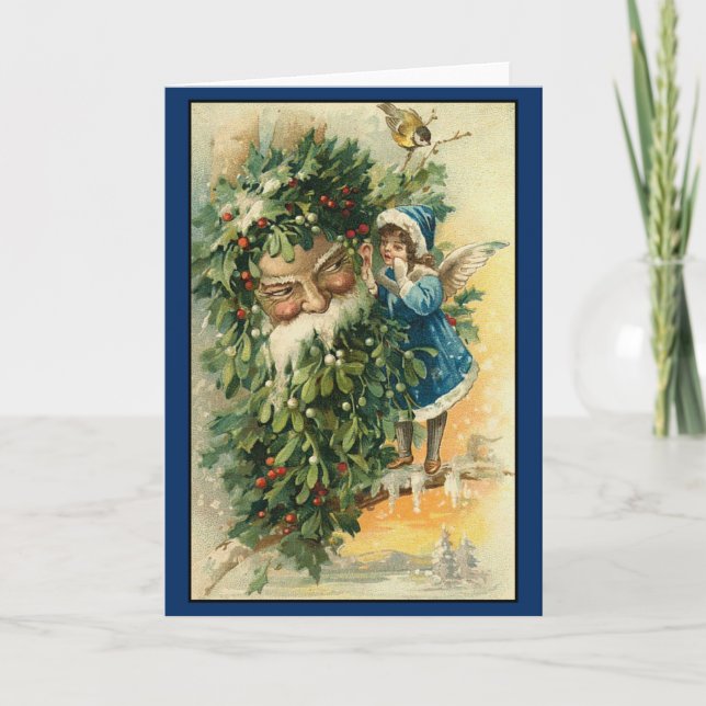 Tarjeta Festiva Navidades retro de la época victoriana (Anverso)