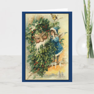 Tarjeta Festiva Navidades retro de la época victoriana