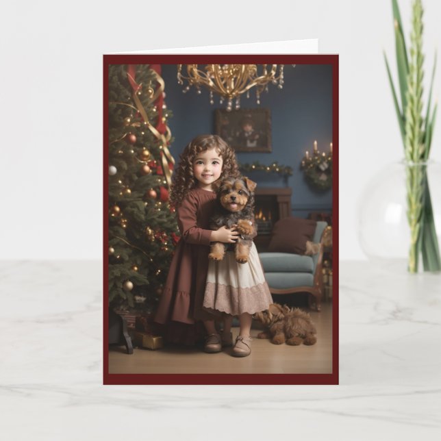 Tarjeta Festiva Navidades retro de la época victoriana (Anverso)