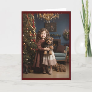 Tarjeta Festiva Navidades retro de la época victoriana