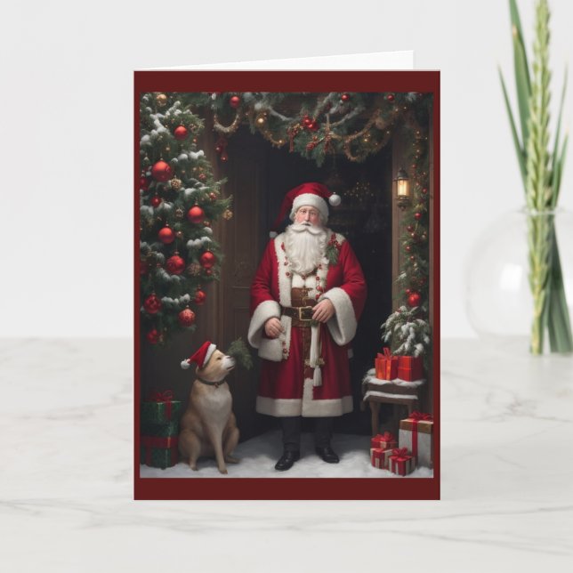 Tarjeta Festiva Navidades retro de la época victoriana (Anverso)