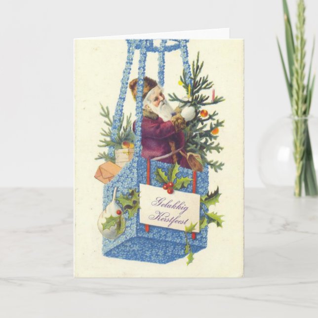 Tarjeta Festiva Navidades retro de la época victoriana (Anverso)