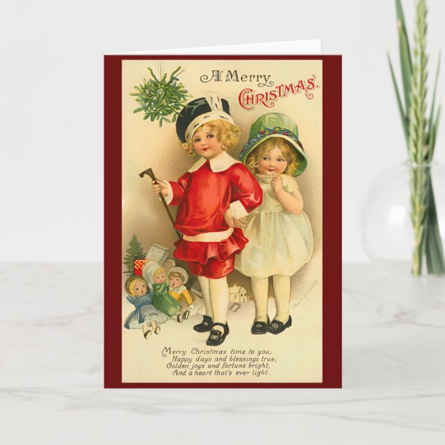 Tarjeta Festiva Navidades retro de la época victoriana (Anverso)