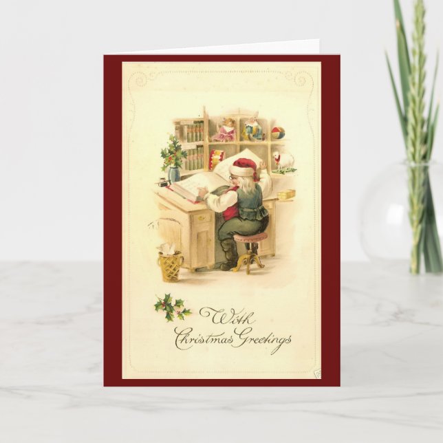 Tarjeta Festiva Navidades retro de la época victoriana (Anverso)