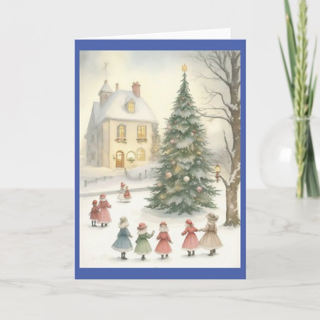 Tarjeta Festiva Navidades retro de la época victoriana (Anverso)