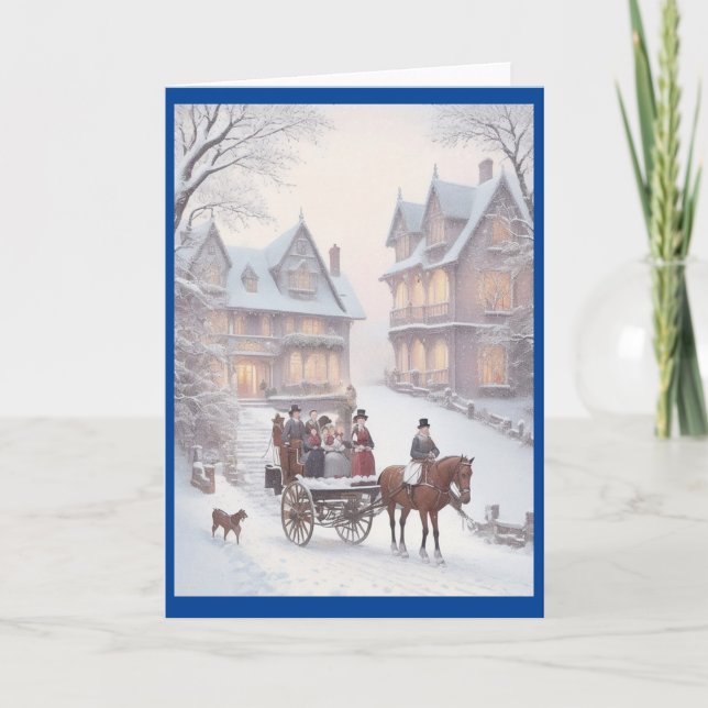 Tarjeta Festiva Navidades retro de la época victoriana (Anverso)