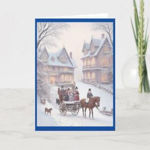 Tarjeta Festiva Navidades retro de la época victoriana
