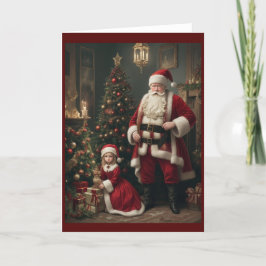 Tarjeta Festiva Navidades retro de la época victoriana