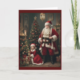 Tarjeta Festiva Navidades retro de la época victoriana