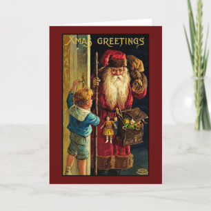 Tarjeta Festiva Navidades retro de la época victoriana