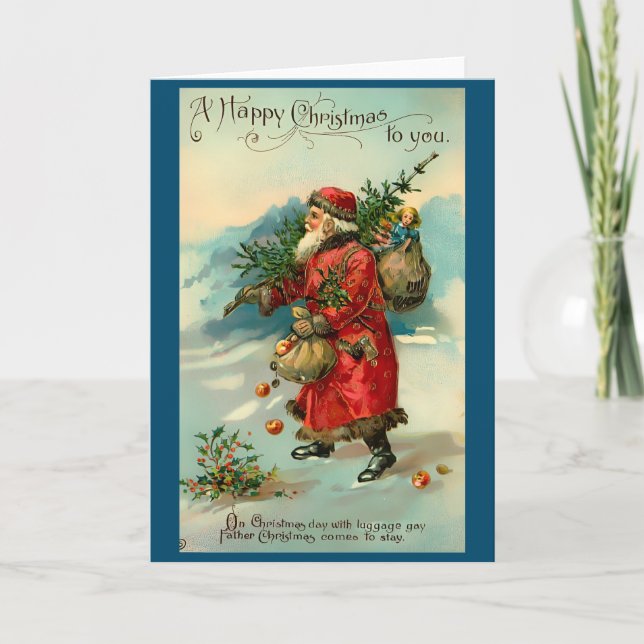 Tarjeta Festiva Navidades retro de la época victoriana (Anverso)