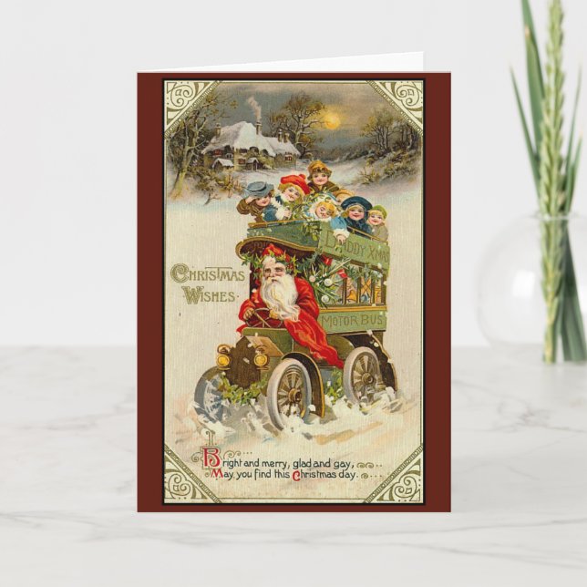 Tarjeta Festiva Navidades retro de la época victoriana (Anverso)