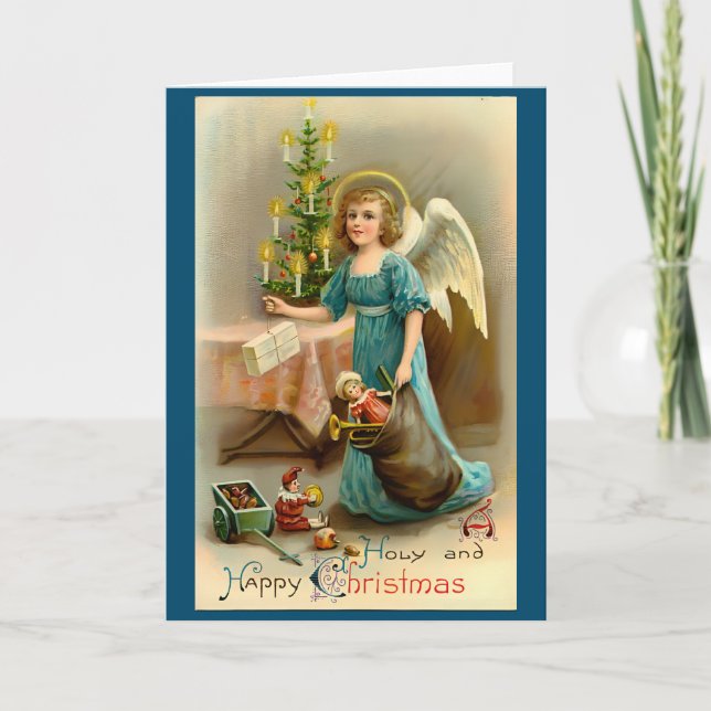 Tarjeta Festiva Navidades retro de la época victoriana (Anverso)