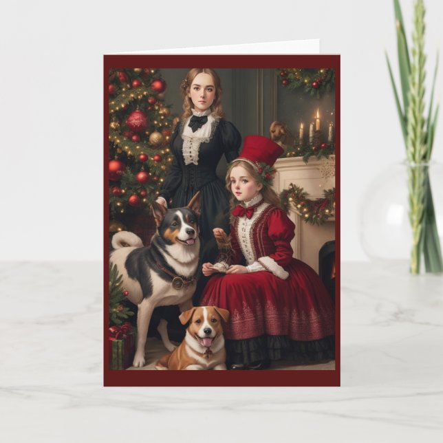 Tarjeta Festiva Navidades retro de la época victoriana (Anverso)