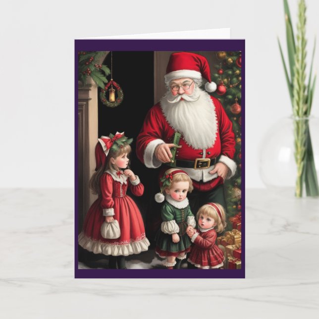 Tarjeta Festiva Navidades retro de la época victoriana (Anverso)