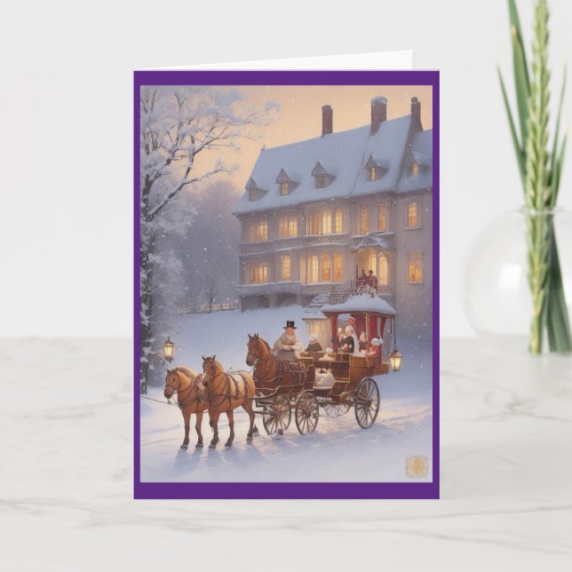 Tarjeta Festiva Navidades retro de la época victoriana (Anverso)