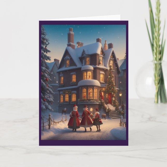 Tarjeta Festiva Navidades retro de la época victoriana (Anverso)